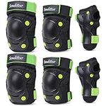 Soudittur Kids Protective Gear Set with Knee Pads Elbow Pads Wrist Guards for Outdoor Sports Skateboarding Inline Roller Skating Cycling(Black, M: Age for 6-10 Year)