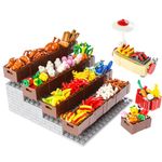 BloxBrix 190pcs City-Supermarket-Kitchen Bricks compatible with Major Brands,food-fruits Ice-cream-Sundae-Capcake Turkey-chicken-Hotdog stall-shopping-trolley DIY-Picnic-toys gifts for kids boys girls