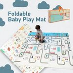 Wiltology playmat, Foldable Baby Play Mat, Extra Large, Non-Toxic, Waterproof Activity Playmats for Babies, Education for Infant, Non-Slip Double Sided (79”x71” 0.4in Milky) Boys and Girls