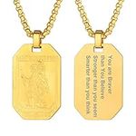PROSTEEL Personalised St Christopher Necklaces Gold Plated Medallion Pendant Necklace for Men Xmas Gift