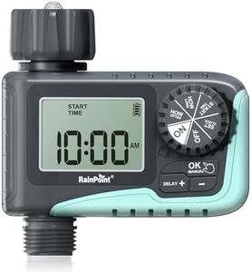 RAINPOINT Sprinkler Timer, Programmable Water Timer for Garden Hose, Outdoor Soaker Hose Timer with Rain Delay/Manual/Automatic Watering System, Digital Irrigation Timer for Yard, Lawn, 1 Outlet