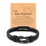 CheersLife Valentines Day Gift for Him Mens Bracelet Birthday Gifts for Boyfriend from Girlfriend, To My Boyfriend Birthday Cool Present Gift Unique Knot Bracelet for Him Love You Forever