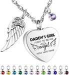 Dletay Heart Urn Necklace for Human Ashes Cremation Jewelry with 12 Birthstones Cremation Necklace for Ashes, Stainless Steel, stainless steel