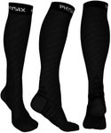 Physix Gear Compression Socks for Men & Women 20-30 mmhg,Best Graduated Athletic Fit for Running Nurses Shin Splints Flight Travel&Maternity Pregnancy - Boost Stamina Circulation & Recovery BLACK LXL