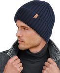 FURTALK Beanie Men Women Warm Winter Hats Acrylic Knit Cuffed Beanie Daily Beanie Hat Unisex Plain Skull Cap Navy