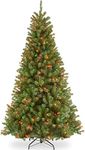 National Tree Company Pre-Lit Artificial Full Christmas Tree, Green, North Valley Spruce, Multicolor Lights, Includes Stand, 7 Feet