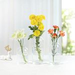 BlogBlog Glass Bud Vases for Flowers - Small Glass Vases for Fordecoration, Bulk Flower Vase for Living Room Dining Table Wedding Party Events Home Decor Floral Arrangements (Clear, 3pcs)