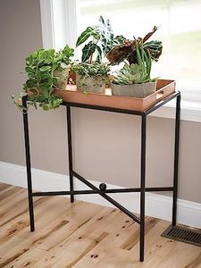 Gardener's Supply Company Essex Butler's Tray Plant Stand | Sturdy Indoor Potted Plants & Flower Holder with Watertight Planter Tray for Water Spills and Easy Transport | Easy to Install