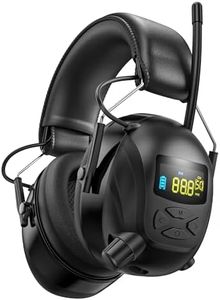 2024 Bluetooth AM FM Radio Headphones with Color Digital Display, 2000mAh Rechargeable Bluetooth 5.4 Hearing Protection, 30dB Safety Earmuffs Ear Protection for Mowing, Work - Black
