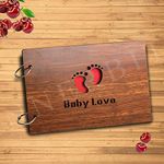 innerbit® Baby Love Wooden Photo Album Scrapbook 30pages (22 cm x 15 cm) Photo Size 4x6 5x7 Baby Shower Gift, Photobook for New Born Baby, Scrap Book for Memories, DIY Baby Birthday Album, Moms to be, Pregnant Women, Photo Collection book