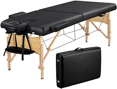 Yaheetech Camilla de Masaje 213x70cm Plegable Portátil Carga 250kg de Madera Haya Camilla Estética con Funda Protectora Altura Ajustable 2 Zonas