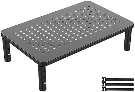 GRIFEMA GB1051 Rialzo per Monitor in Metallo, Supporto per Monitor da Tavolo ergonomico per Monitor, Laptop, Stampanti, Portata Fino a 20 kg, Altezza Regolabile, L370 x L235mm, Nero