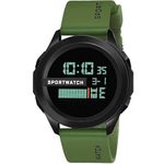 SWADESI STUFF Silicone Sport Watch Multi Function Day And Date Digital Back Light Sport Watch Mens And Boys (Green), Dial_Black, Band_Multicolor