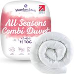 Slumberdown All Seasons 15 Tog Double Duvet - 4.5 Tog Cool Summer Plus 10.5 Tog All Year Round 3 in 1 Combination Quilt - Soft Touch Cover, Hypoallergenic, Machine Washable, Size (200cm x 200cm)