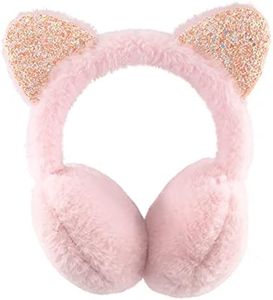 XIAOHAWANG Winter Earmuffs for Kids Girl Warm Ear Muffs Baby Boy Plush Padded Ear Warmer (C-LIGHT PINK)