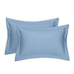 Mahaveer Cotton Oxford Pillow Shams/Cover/case, Set of 2, 100% Brushed Microfiber, Soft and Cozy, Wrinkle, Fade, Stain Resistant Shade Light Blue Solid16 x 24"