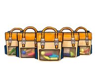 Trendybag Orange and Purple Top-handle Party Goodie bags, Grip n’ Seal gift bags with Stand-up Bottom, birthday bags, 20 Pcs (Large, Orange)