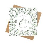 Congratulations wedding card botanical green leaves eucalyptus | square wedding greeting cards | Mr & Mrs Wedding cards congratulations