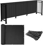 E&K Sunrise 3' x 12' Balcony Privacy Fence Screen Cover with Zip Ties Outdoor Screen Fence UV Protection for Deck Patio Backyard Apartment Pool Porch (Black)