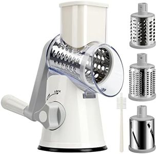 YNNICO Rotary Cheese Grater - Manual Mandoline Slicer with Non-Slip Suction Base, Vegetable Slicer Nuts Grinder Cheese Shredder with Clean Brush