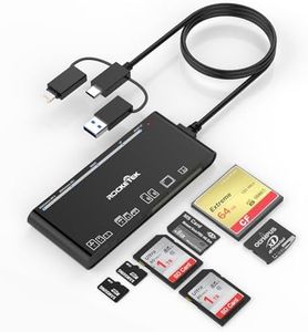 USB C Lightning USB3.0 Multi Card Reader for SD CF XD MS Micro SD TF, 7 in 1 Memory Card Reader Adapter Hub for iPhone/iPad/MacBook/Samsung, for Windows, Mac OS, iOS, Linux, Android