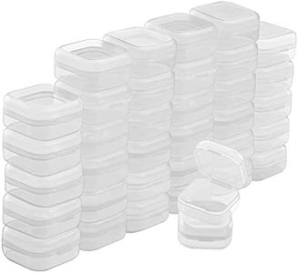 BELLE VOUS Pack de 36 Cajas Plastico Pequeñas Transparentes con Tapa de Bisagra 3,5 x 3,5 x 2 cm - Caja Organizadora Plastico – Mini Recipientes Pastillas, Cuentas, Joyas, Artículos Manualidades