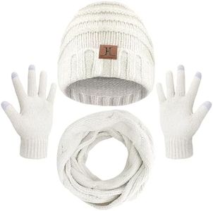MAYLISACC Women's Warm Beanie, Scarf and Gloves Set with Touch Gloves for Winter Outdoor Activities