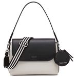 Calvin Klein Women's Millie 2 in 1 Flap Shoulder Bag & Crossbody, Cherub White/Black, One Size