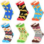 Dsia Zamur Kids Boys Girls Crew Socks 4-6 Pack + Gift Box, Novelty Funky Colorful Toddler Calf Socks for 2-12 Years Old, All-6 Pack Tasty Food, 10-12 Years