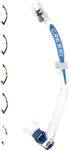 Cressi Itaca Ultra Dry Snorkel - Snorkel Dry for Free Diving and Snorkeling, Transparent/Metal Blue, One Size, Unisex Adult