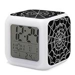 XUWU Spider Web Alarm Clock for Kids 7 LED Color Changing Wake Up Clock Home Decor Alarm Clock for Boy Girl Bedroom Digital Alarm Clock with Temperature Display