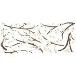 RoomMates RMK3201GM White Blossom Branch Peel and Stick Giant Wall Decals with Flower Embellishments