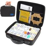 Mexican Train Dominoes Set Double 15, 136 Colored dot Tiles with Sturdy EVA Carry Case for Kids & Adults Dominoes Board Game