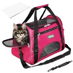 KIKA Pets Carrier for Cat Dog Rabbit Birds, Portable Folding Breathable Pet Carrier, Suitable for Small Dogs, Shihtzu, Puppies, Kittens and Medium-Sized Cats (Hot Pink Color) (Medium Size, M)