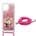 SEHEYA for iPhone 6S / iPhone 6 Crossbody Phone Case Glitter Bling Quicksand Liquid Floating Sparkle Clear Shockproof TPU Transparent Lanyard Cases,Cute Cat