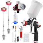 R500 LVLP Spray Gun Car Paint Gun with 1.3/1.5/1.7mm Nozzles, Air Regulator & Water Oil Separator with Paint Sprayer Accessories for All Auto Paint & Home (Black)