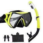 Aqua A Dive Sports Snorkeling Gear Snorkel mask Scuba Set Scuba mask Diving mask Snorkeling Gear Swimming Goggles Snorkeling Set Swim Dive mask (Yellow)