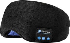 CREWLA Bluetooth Sleep Headphones Eye Mask – Wireless Music Sleeping Headband with Ultra-Soft Fabric & Built-in Mic, Adjustable for Travel, Meditation, Insomnia Relief – Black