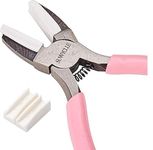 SUNNYCLUE 5.5 Inch Double Nylon Jaw Flat Nose Pliers Mini Precision Pliers Wire Forming Bending Tools for DIY Jewelry Making Hobby Project Pink