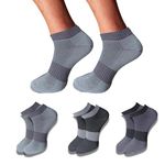 ecosync Low Cut Cotton Diabetic Compression Socks - Moisture-Wicking, Breathable, Seamless, Anti-Bacterial, Soft & Durable, Reduces Foot Swelling - 3 Pack (Anthra/Black/Anthra)