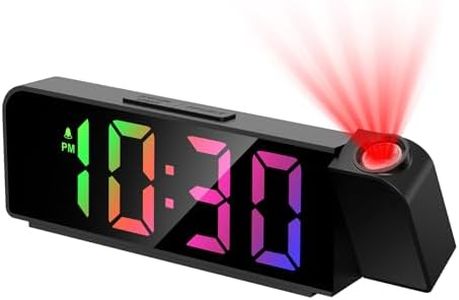 AMIR Bedroom Ceiling Projection Alarm Clock - 7.9" LED Display with Adjustable Brightness, 12/24 Hour Format, USB Charging, Snooze Feature, Night Mode, Projection Alarm Clock for Kids, Elderly