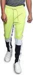 Men's Tri Colored Colorblock Dual Side Stripe Inseam Sectional Knee Drawstring Premium Track Pants TR540 - Frozen Yellow - X-Large - C1I