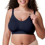 BRAVADO! DESIGNS Body Silk Seamless Nursing Bra for Breastfeeding, Wireless Maternity Bra, Navy Sustainable Fabric, Large