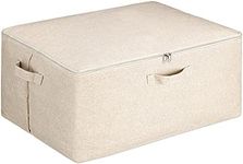 Navaris Fabric Storage Box with Zip Lid - 60x45x25 cm Large Storage Bag with Zipper for Duvet, Clothes, Bed Sheets, Blankets - Linen Look Material Mix