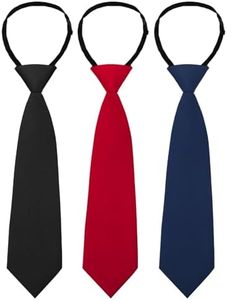 Mantieqingway Solid Color Boys Ties 2.56" Pre-tied Adjustable Kids Neckties for 8-12 School Wedding Church Graduation