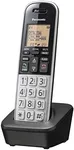 Panasonic Compact Cordless Phone with DECT 6.0, 1.6" Amber LCD and Illuminated HS Keypad, Call Block, Caller ID, Multiple Display Languages - 1 Handset - KX-TGB810S (Black/Silver)