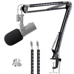 YOUSHARES Mic Boom Arm Compatible with Shure SM7B Dynamic Vocal Microphone - SM7B Mic Arm with Mic Cover Foam&Cable Sleeve, SM7B Mic Stand with Pop Filter