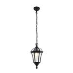 VALL Traditional Matt Black Finish with Clear Glass Outdoor Garden Porch Weatherproof Lantern Pendant Ceiling Light IP44 Rated