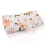 Large-Size Organic Muslin Swaddle Blanket, Beautiful 100% Cotton Organic Swaddle Blankets for Boy and Girl 47 x 47 inches, Baby Blanket for Thanksgiving, Friends, Family(Orange Flower)