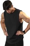 Viisendy Pro Men's Athletic Tank Tops Vest Workout Bodybuilding Workout Gym Shirts Cotton Cut Out Sleeveless Muscle Tees Black M